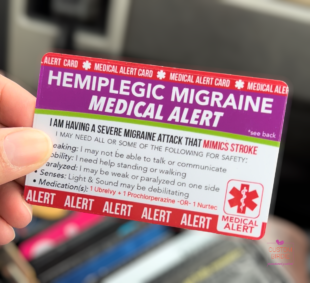 Hemiplegic Migraine Medical Alert Card from Achy Smile Shop