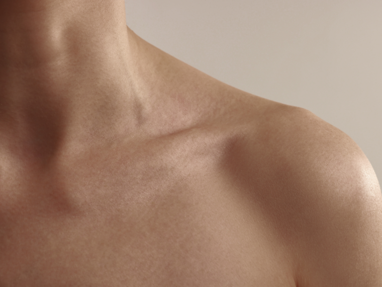 woman's bare neck area